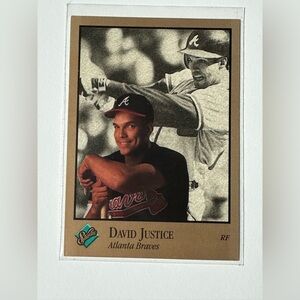 David Justice Atlanta Braves Trading Card.  1992 Leaf. No. 5